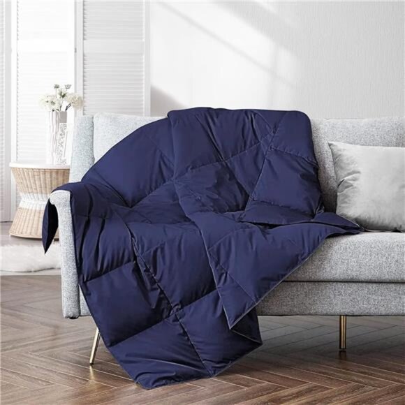 Soft Feather Down Throw Blanket Lightweight Packable Couch Throw - Picture 1 of 7